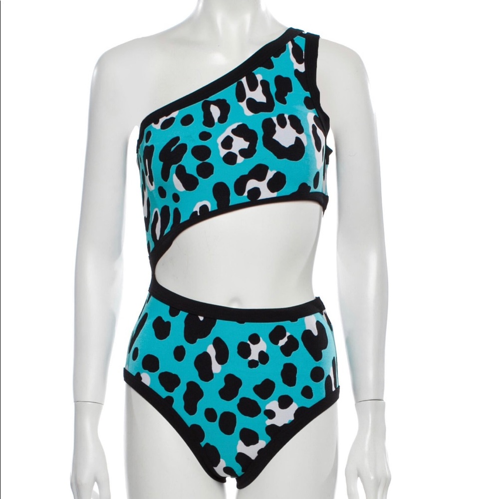 MICHAEL KORS BLUE CHEETAH CUTOUT SWIMSUIT - Picture 7 of 7